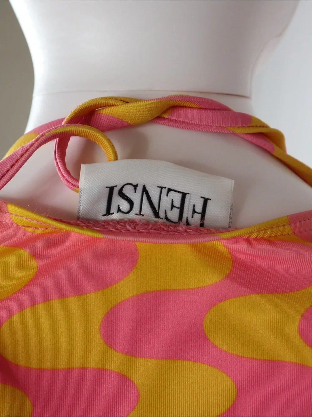 FENSI | 3 Piece Women's Pink & Yellow Patterned Long-Sleeve Bikini Set